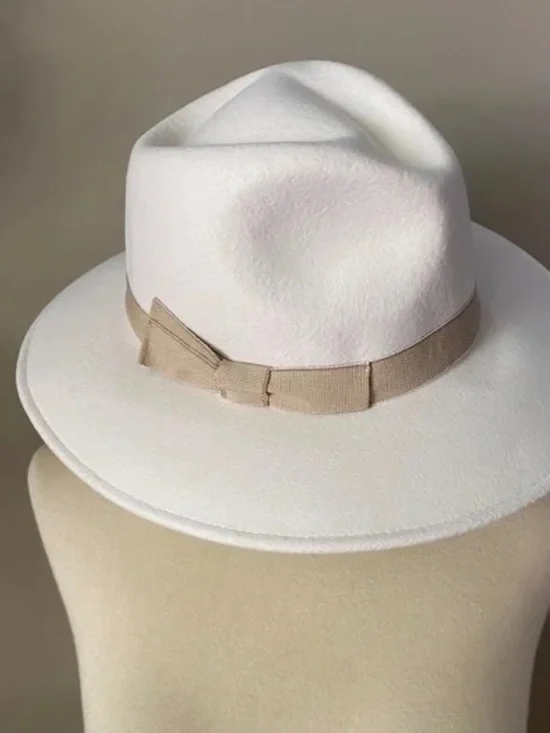 J.Crew Western Hat Ivory  Grosgrain Trim Wool Made in Italy - Picture 2 of 5